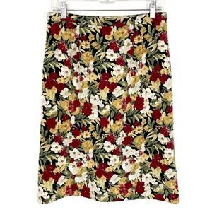 Vintage Womens Straight Skirt Floral Knee Length Business Office Attire 4